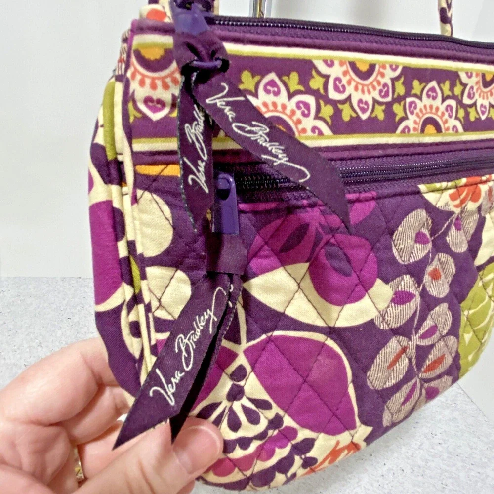 Vera Bradley Plum Crazy 2013 Small Crossbody Purse Organizer Bag Purple Floral_4